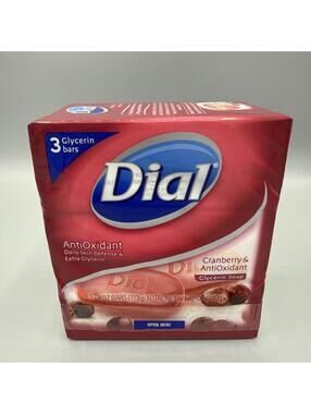 Dial Natural Cranberry Antioxidant Glycerin Soap 3 Bars 4oz Sealed New Old Stock